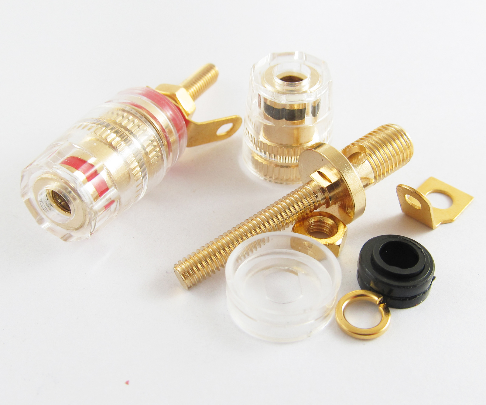2pcs Copper Gold Audio Speaker 4mm Banana Jack Long Thread Small Binding Post