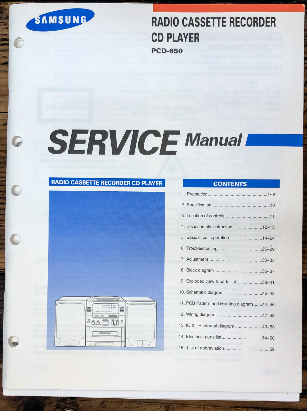 Samsung PCD-650 Stereo  Service Manual *Original*
