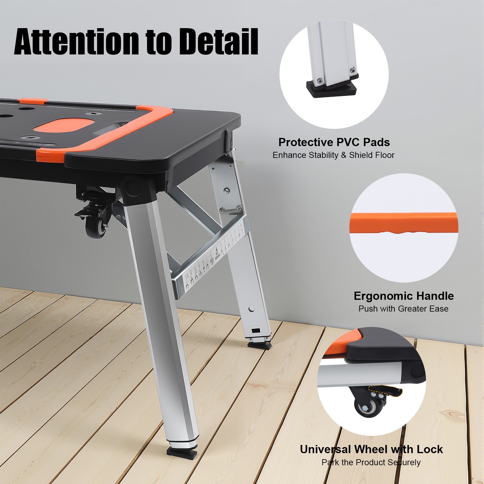 7-in-1 Workbench Portable Folding Sawhorse Work Table 550lbs Load Capacity
