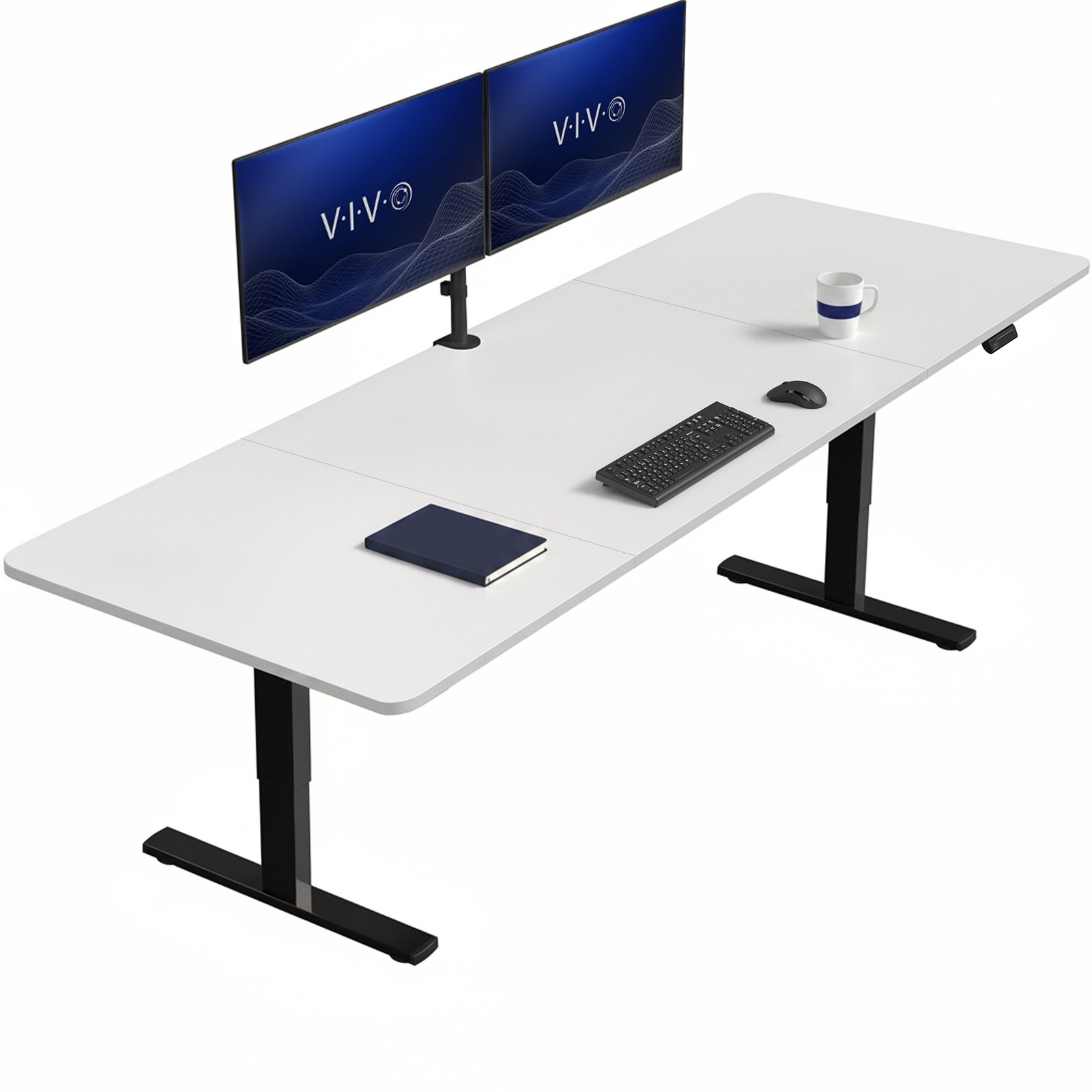 VIVO Electric 83” x 30” Stand Up Desk Workstation, White Table Top, Black Frame
