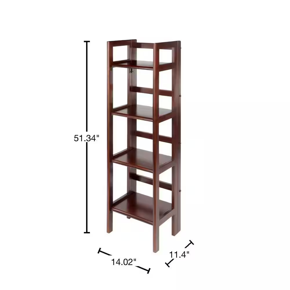 Terry 4-Tier Foldable Shelf, Narrow, Walnut