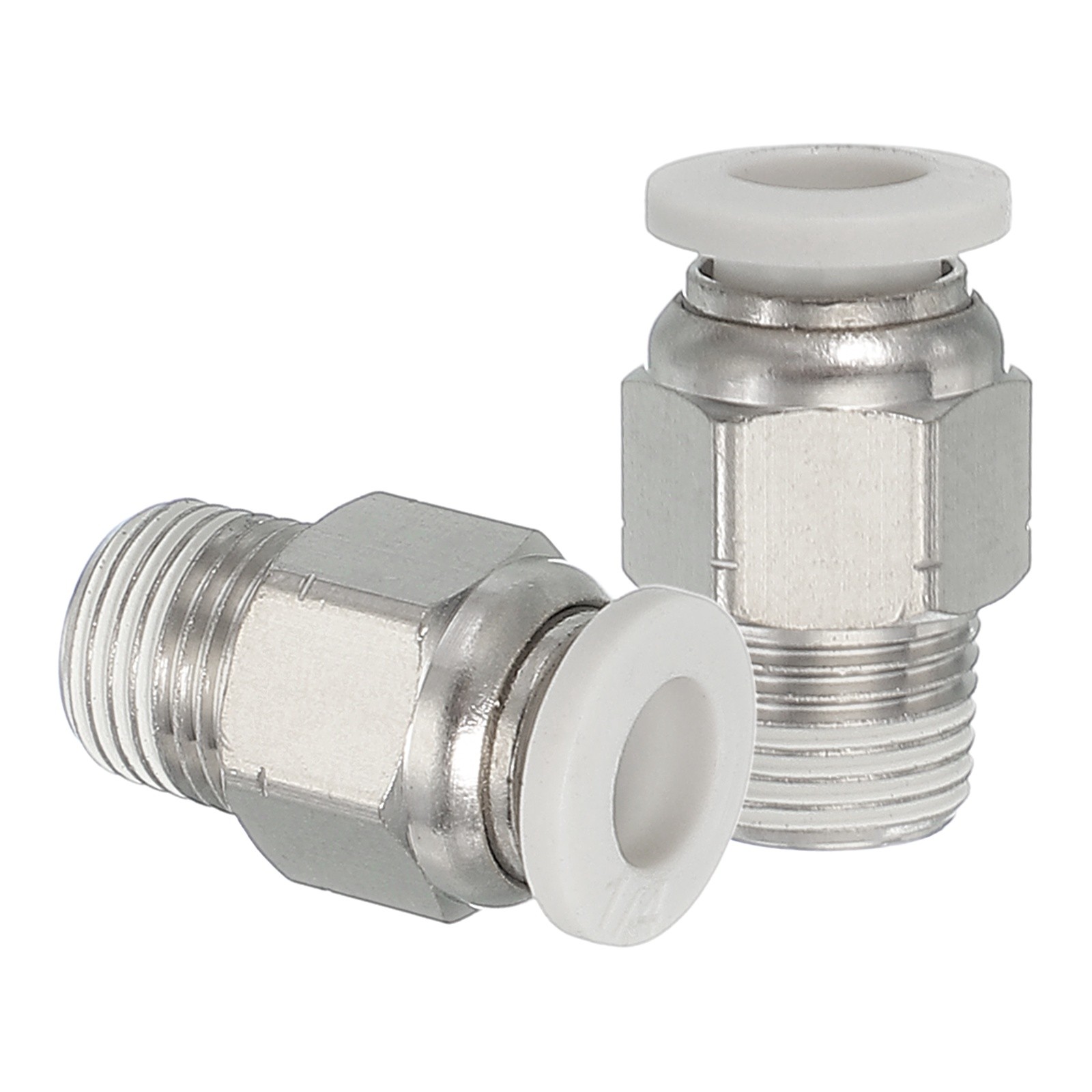 2 Pcs NPT Female 1/4" Tube OD x 1/8" NPT Thread Push to Connect Fittings, White