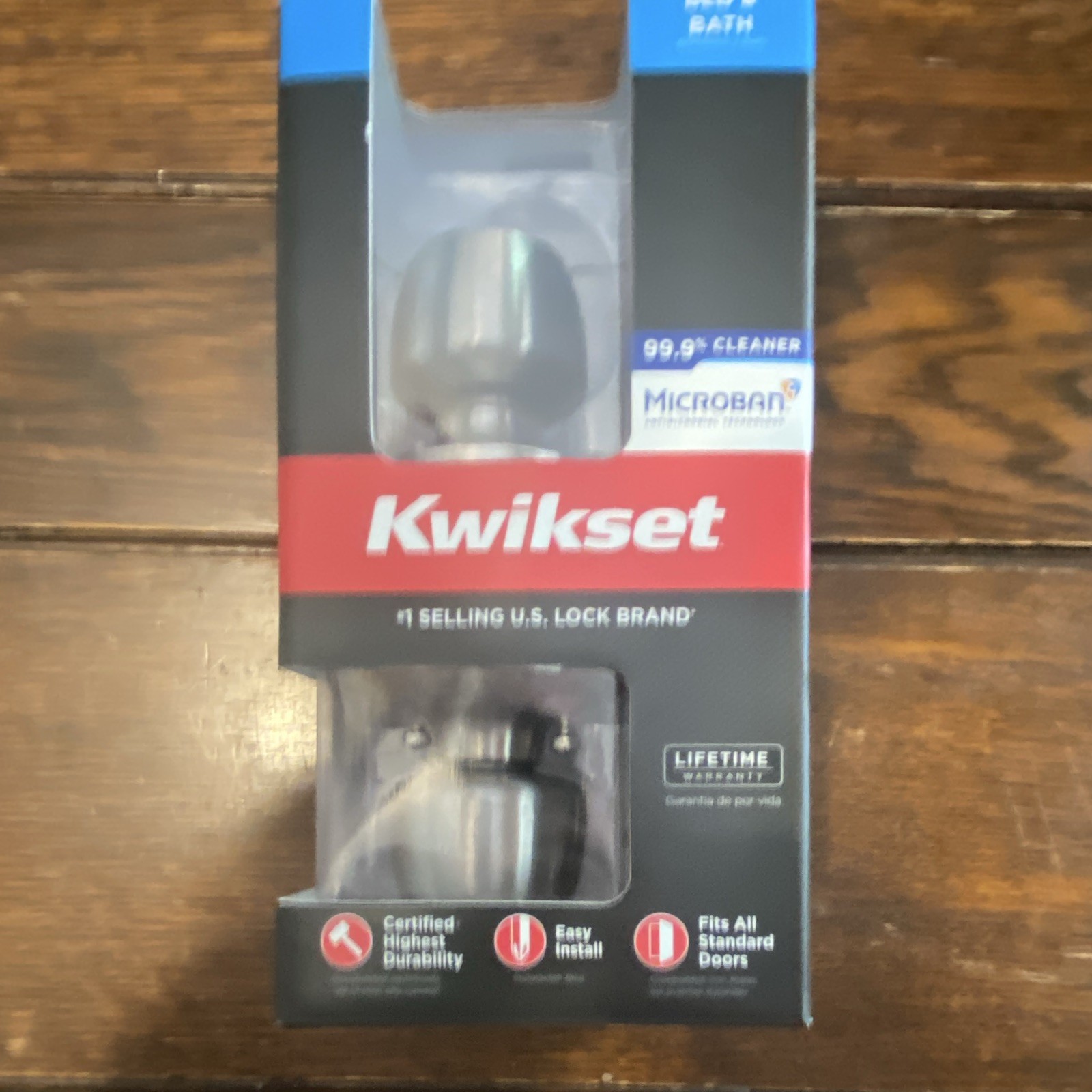 Kwikset Microban Round Door Knob Satin Silver Bed/Bath Antimicrobial