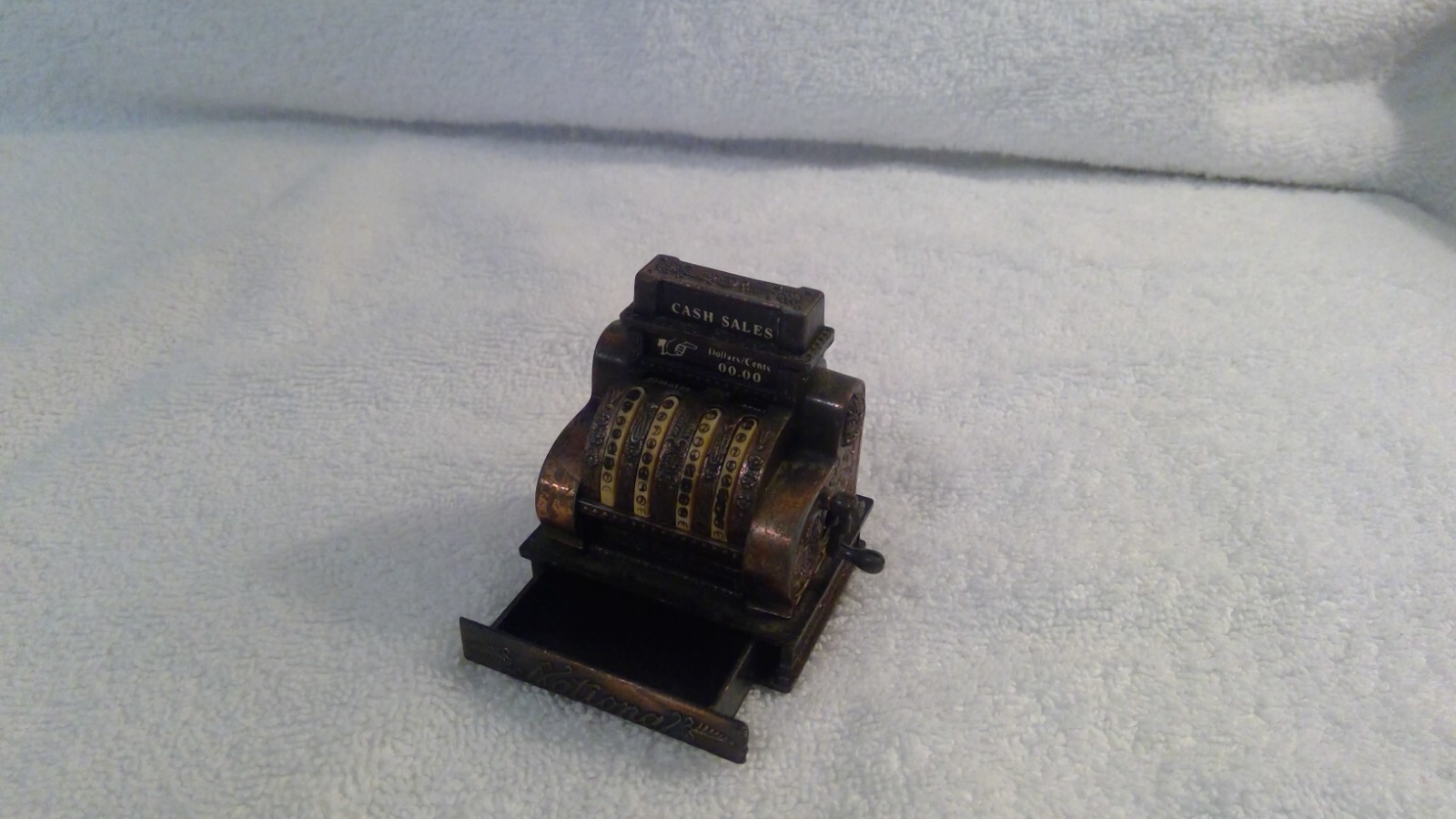 Miniature Brass Old Fashion Cash Register Pencil Sharpener, Pre-owned