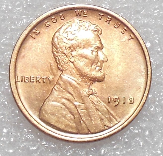 1918 RED/BROWN AU About Uncirculated  Lincoln Wheat Cent