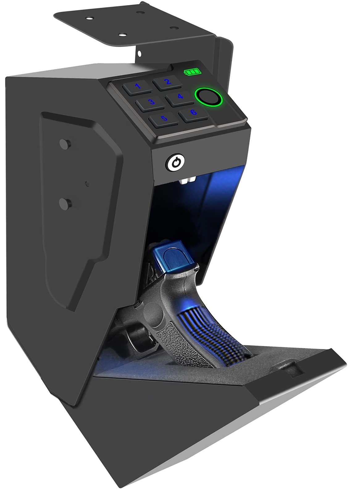 Biometric Mounted Handgun Gun Safe for Nightstand, Desk, Bed Metal Black