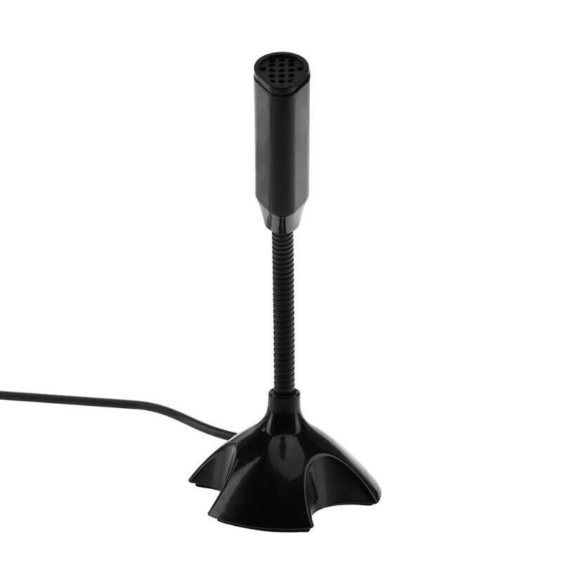 Black USB Mini Desktop Speech Microphone Stand for PC Laptop Computer Notebook C