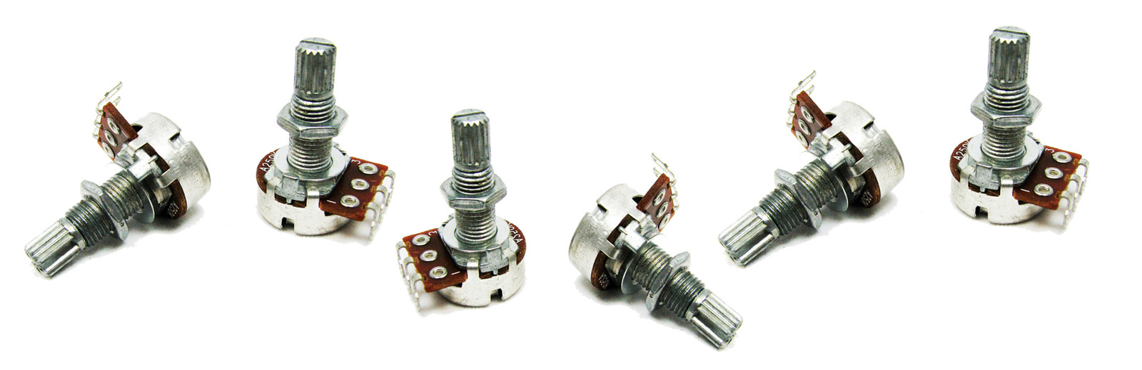 6-pack 250KOhm Long-Shaft Guitar Volume Potentiometers