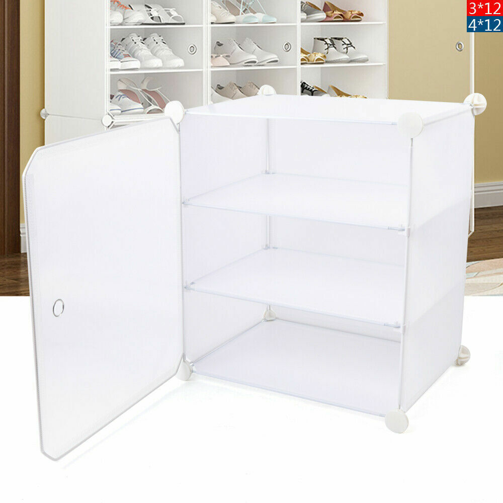 12-Tier Shoe Rack Organizer Stackable Closet 96/72 Pair Shoe Box Storage Cabinet