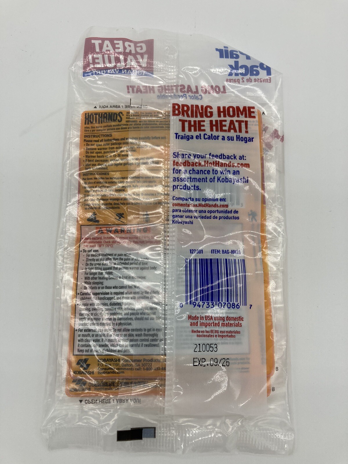 HotHands Hand Warmers 2-Pair Pack 4 total Exp. 9/26