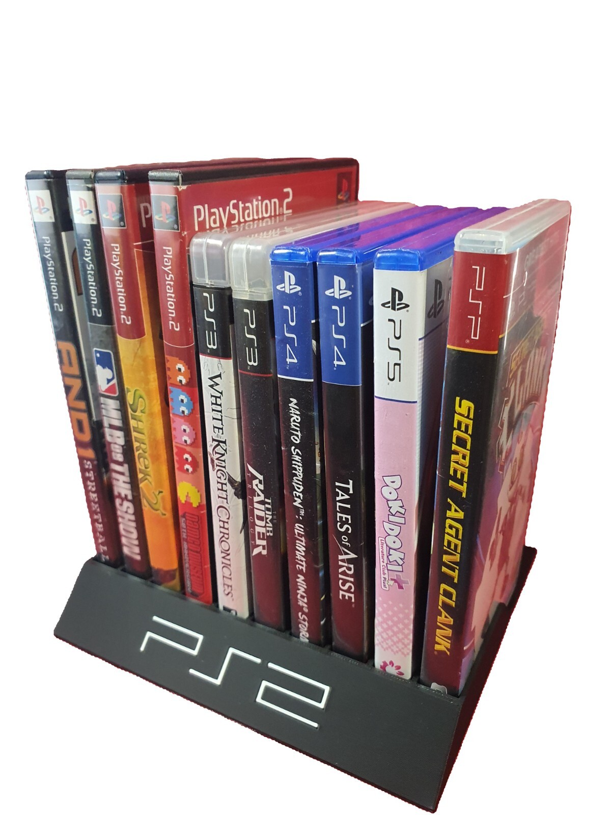 PlayStation Holder Videogames DVD Storage Display Gameroom Shelf PS2 PS3 PS4 PS5