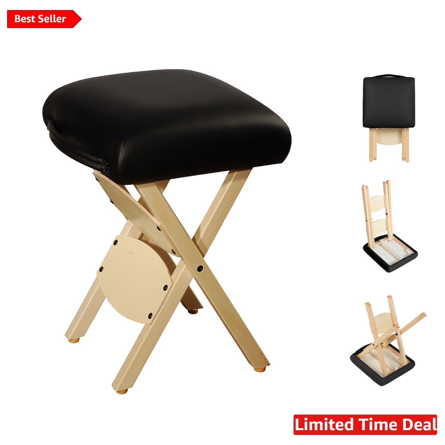 Master Massage Folding Stool: Ultra-Light 6 Lbs, Non-Slip Pads, Refined Style