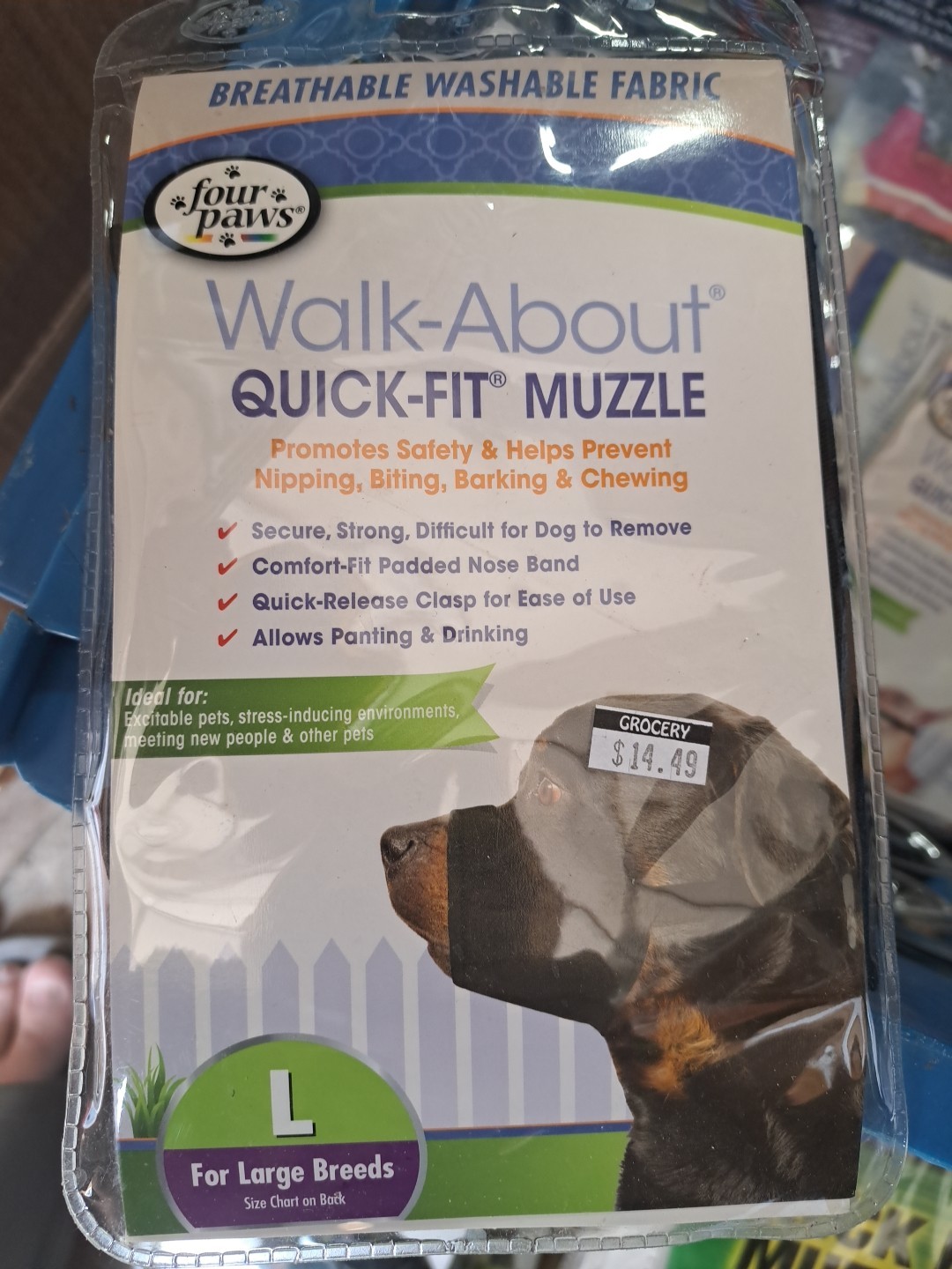 New Four Paws Walk-About Quick-Fit Dog Muzzle For Large Dogs Free Shipping