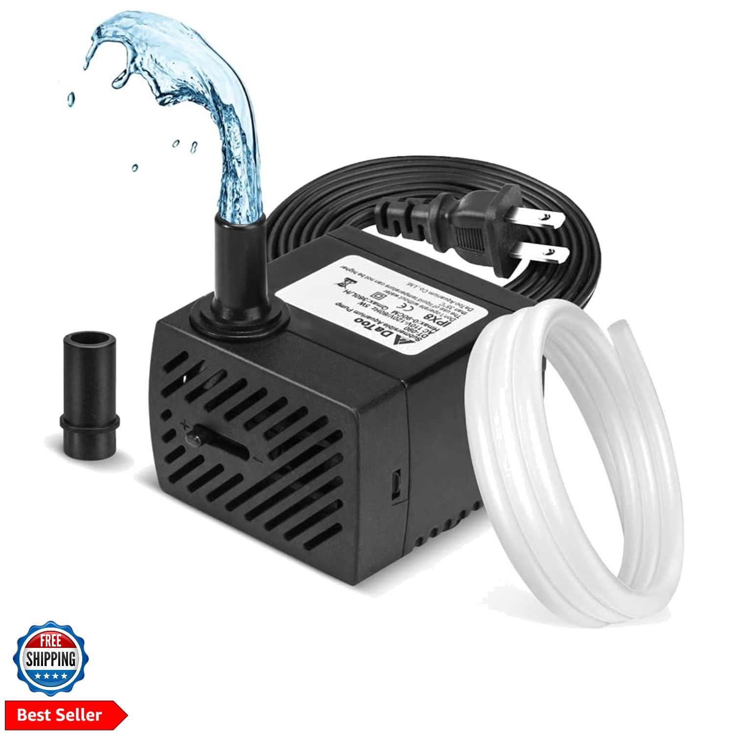 95GPH 5W Small Submersible Water Pump Mini Fountain Pump Ultra Quiet For Aqua...