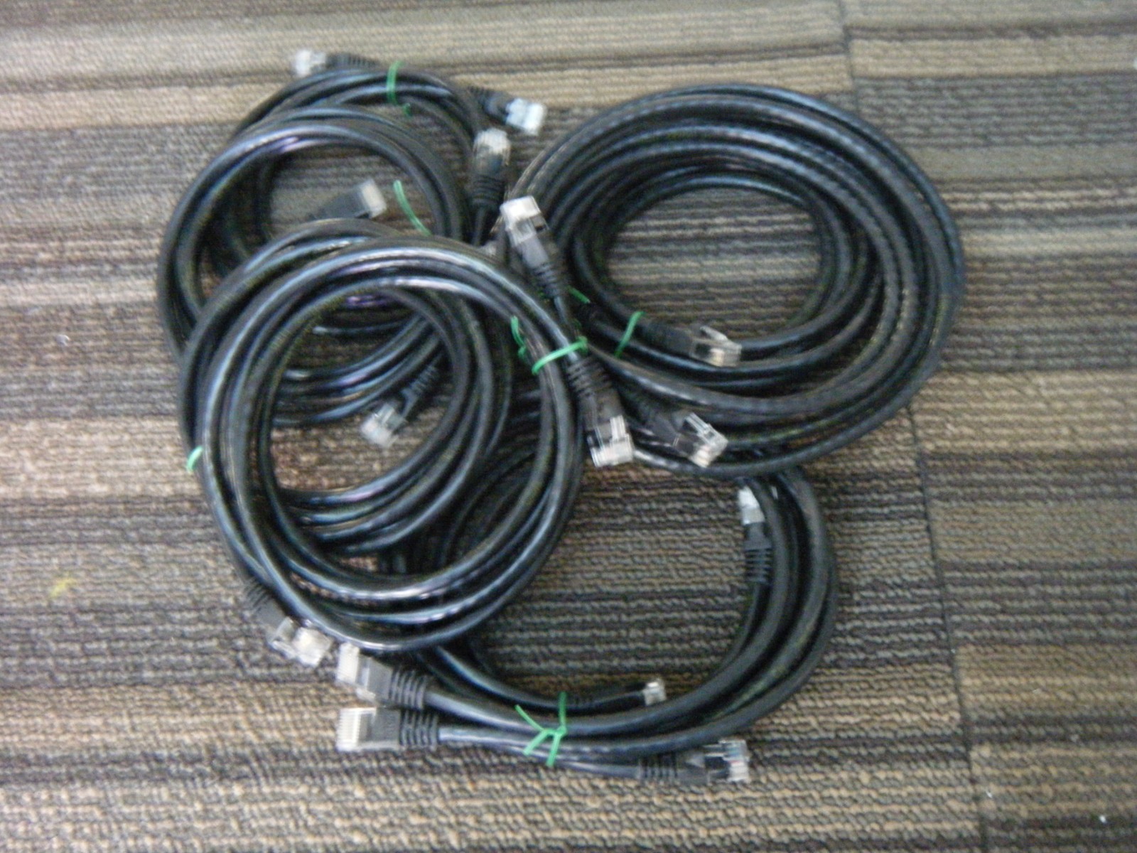 Lot 10 Cat 6 Black Network Patch Cables Cords. Lengths Vary. Quality RJ45 Jacks