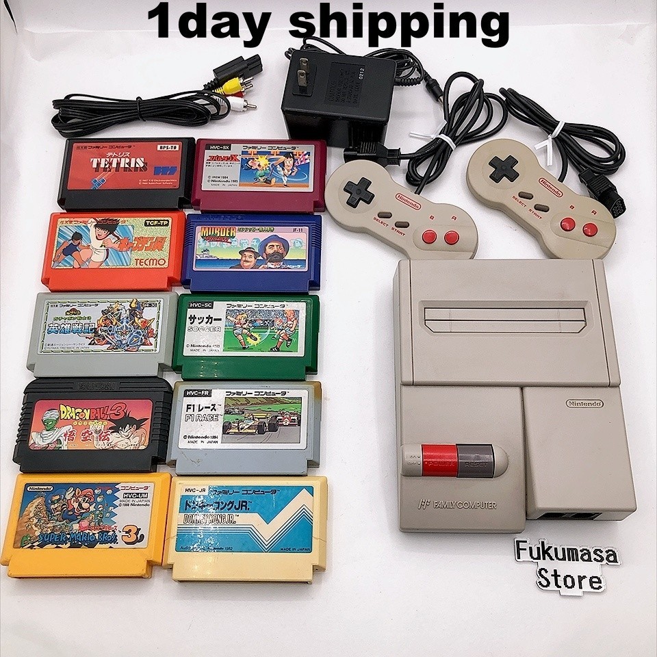Nintendo New Famicom Console HVC-101 Controllers Bundle Games Japan NES Tested