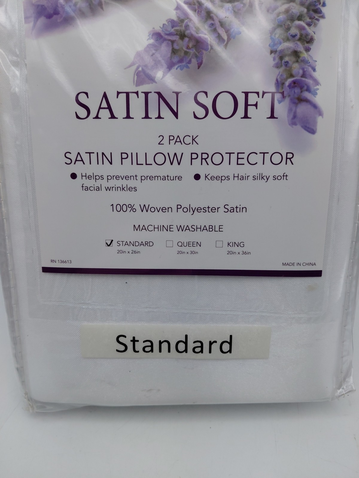 Standard Satin Soft 2 Pack Pillow Protector White
