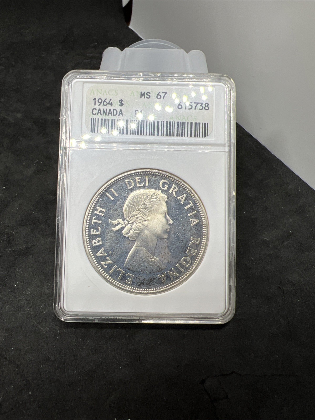 1964 $1 Canada 80% Silver Dollar Coin ANACS MS67 PL Proof like PL67