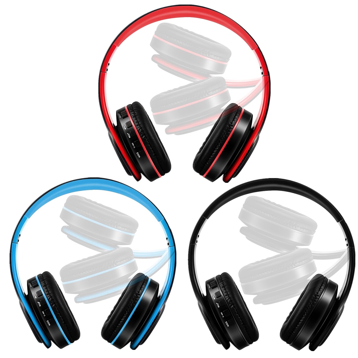 Over Ear Headset HI-FI Stereo Wireless Bluetooth Foldable Headphones With Mic