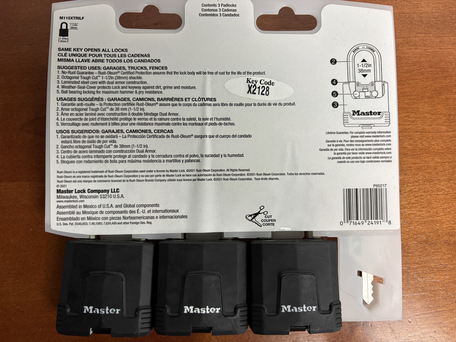 Master Lock 3-Pack Padlock Value Pack Keyed Alike 1-1/2in Shackle
