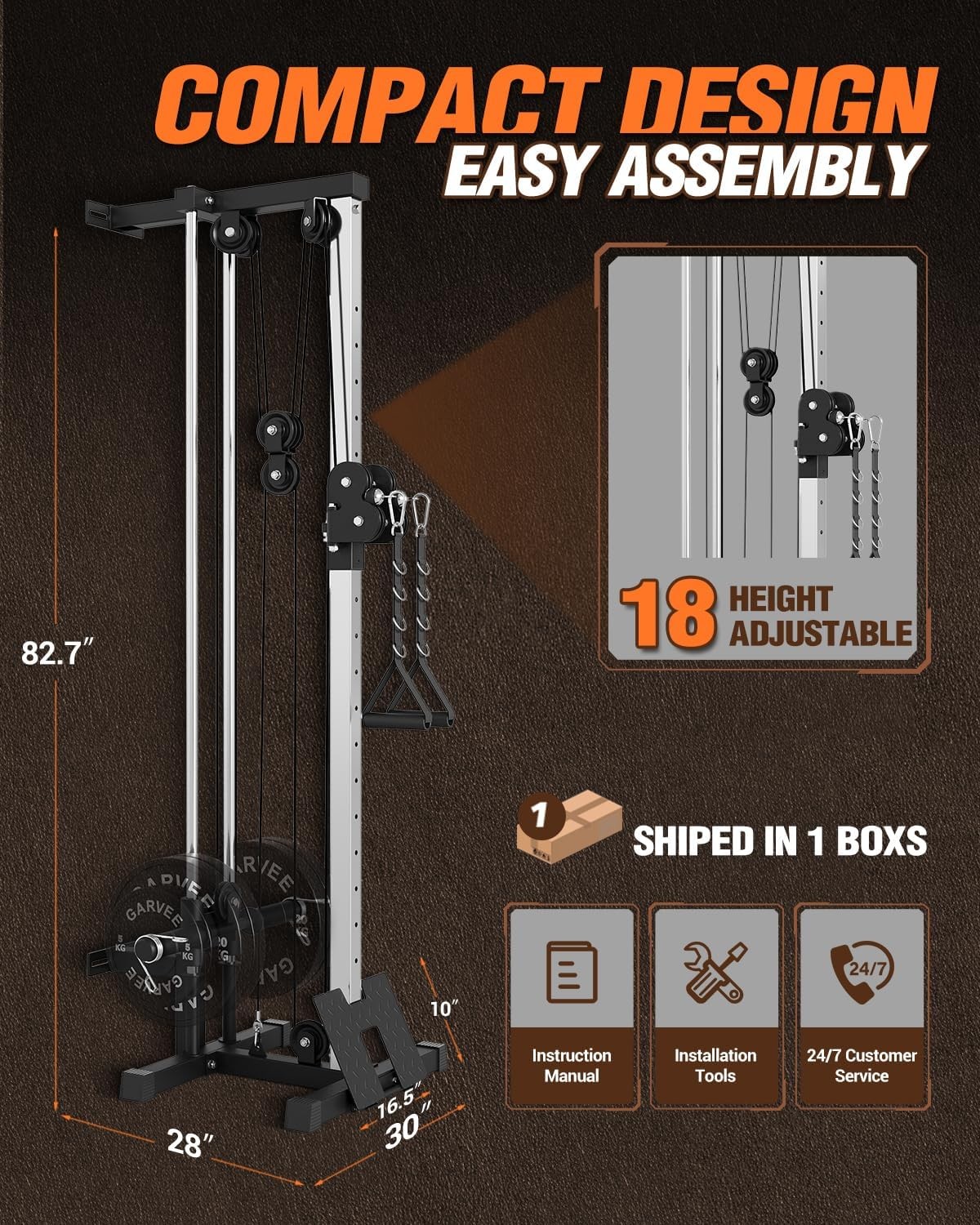 Adjustable Dual Pulley Cable Machine,LAT Pulldown&Crossover Station for Home Gym