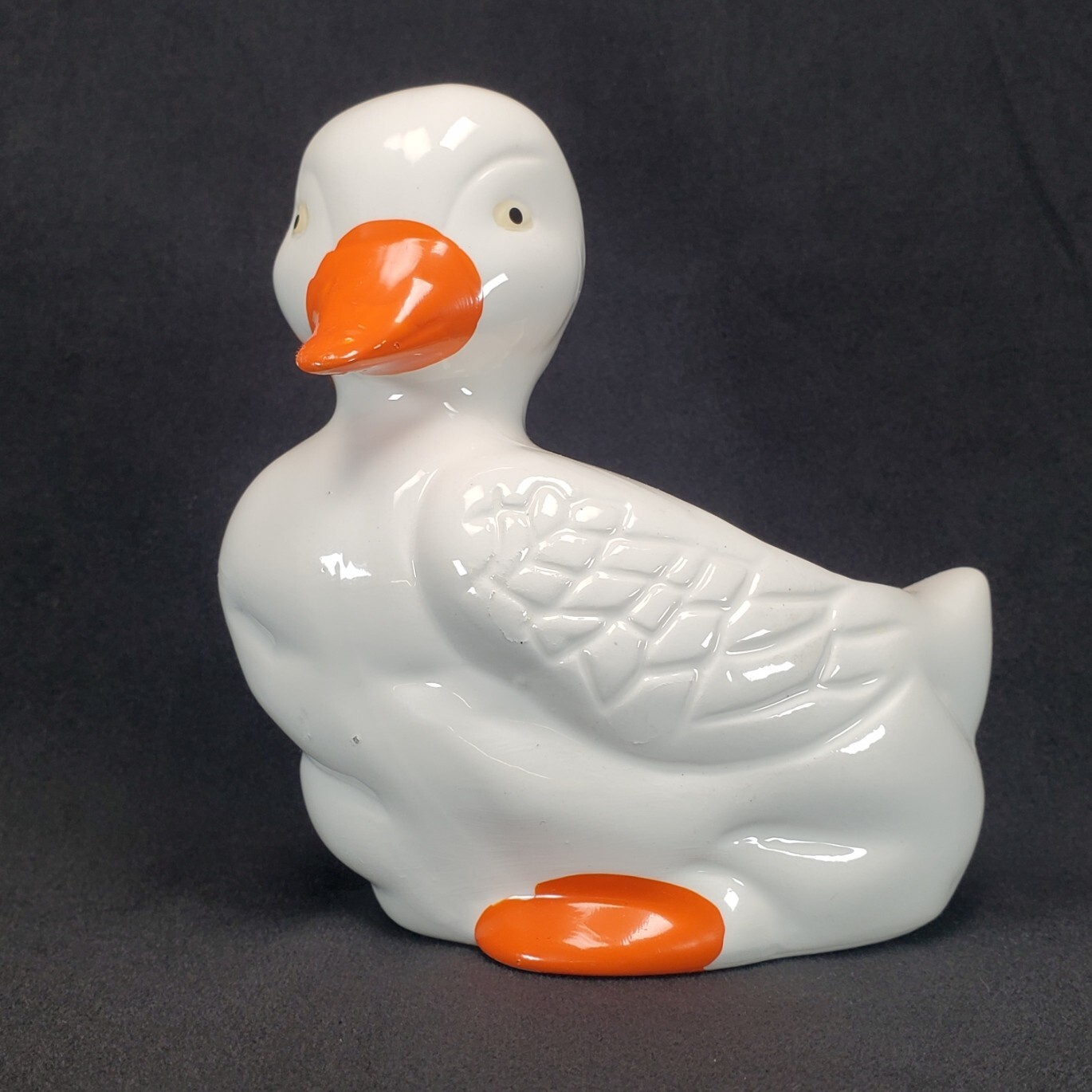 Ceramic White & Orange Duck Flowere Pot Planter Made in Taiwan #11