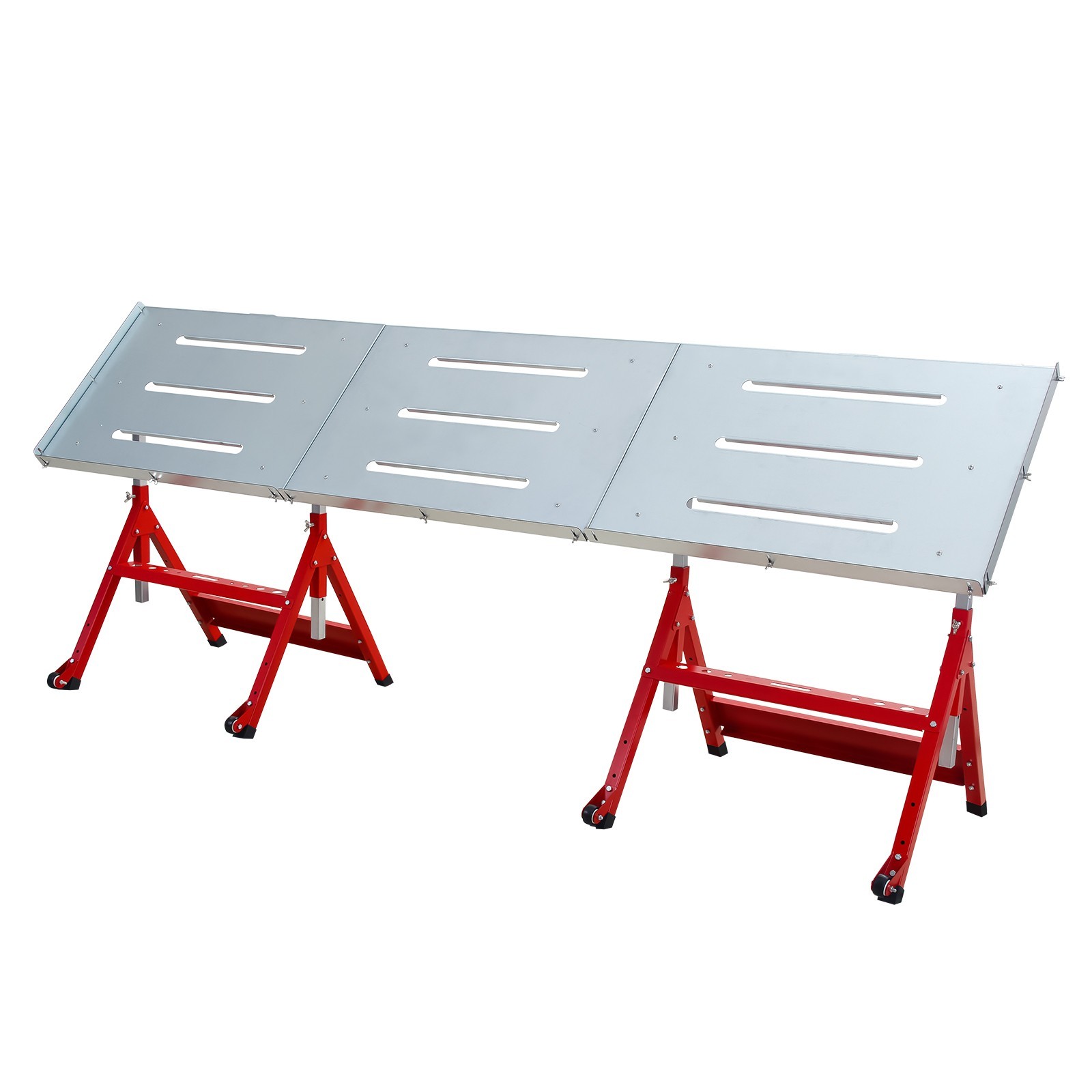 Mobile Adjustable Welding Table 90" x 20", 650lbs Load Capacity Heavy Duty Steel