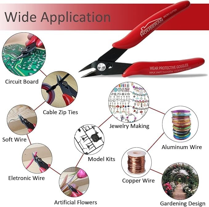 HOUSERAN 170 Wire Cutters | 5 Inch Micro Flush Cutters | 2 Pack