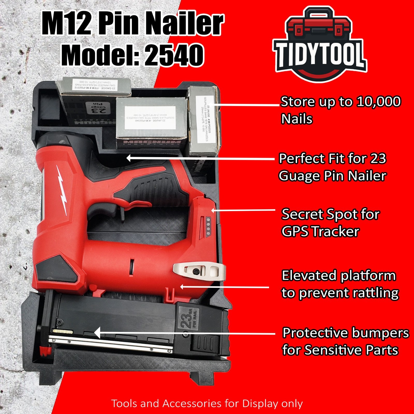 M12 Pin Nailer Organizer for Milwaukee Compact Packout insert