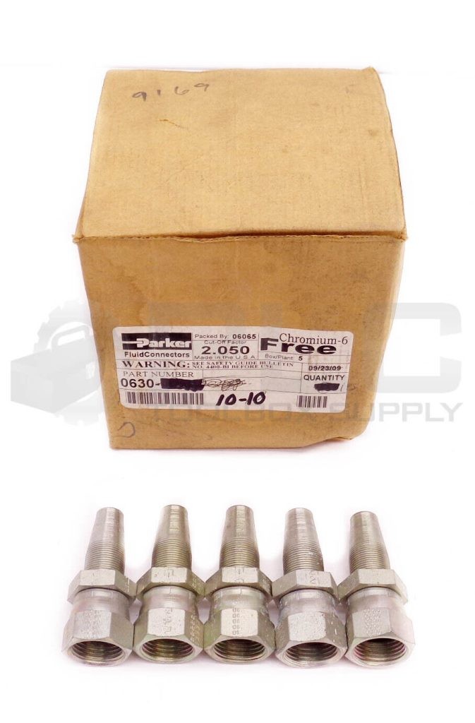 BOX OF 5 NEW PARKER 0630-10-10 SWIVEL HOSE FITTINGS