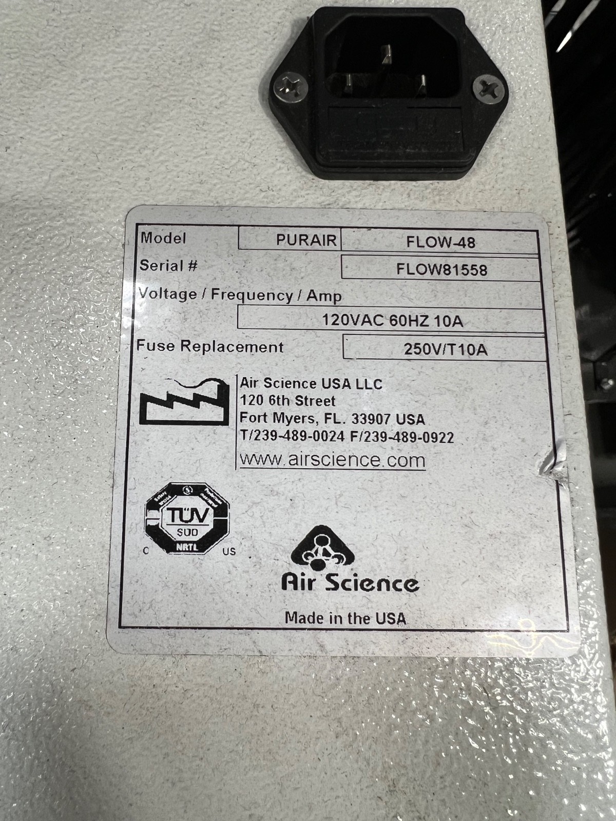Air Science Flow 48 Purair 4ft Ductless Fume Hood 120v FULLY TESTED
