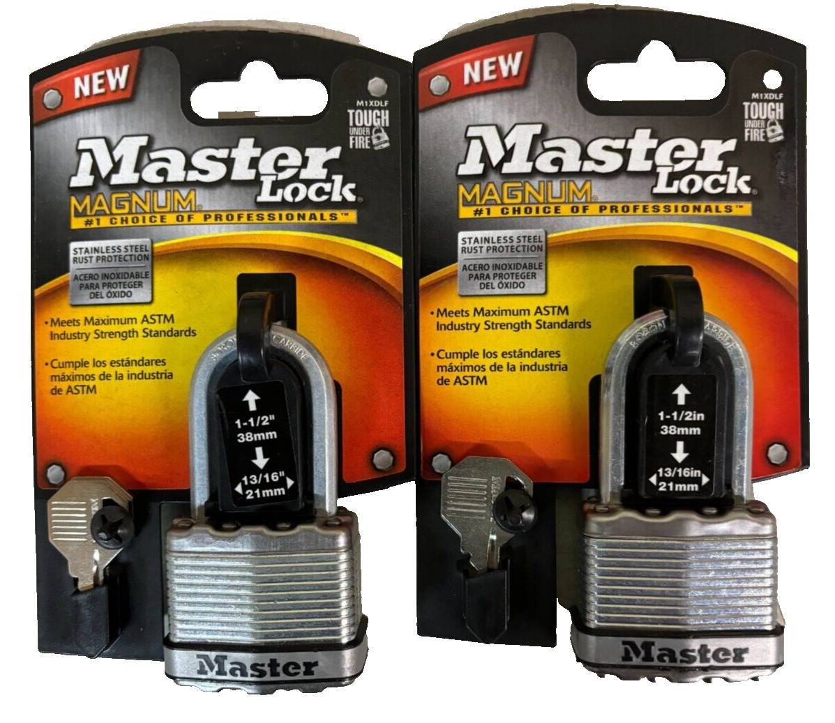 Master Lock M1XDLF Magnum Heavy Duty Padlock with Key, 2 Pack NEW