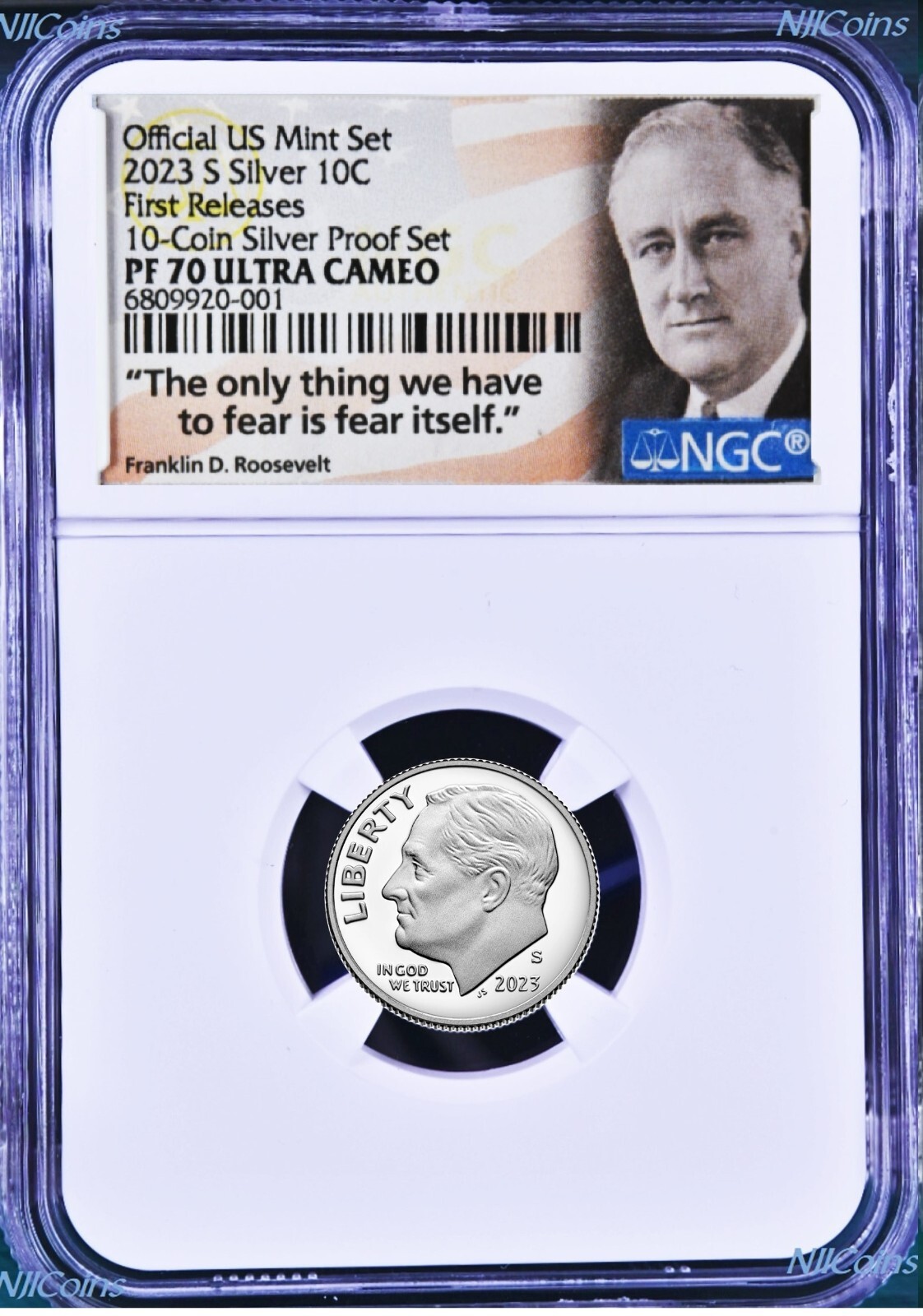 2023 S US Mint .999 Silver Proof 10C Roosevelt Dime NGC PF70 UC FR "Fear Itself"
