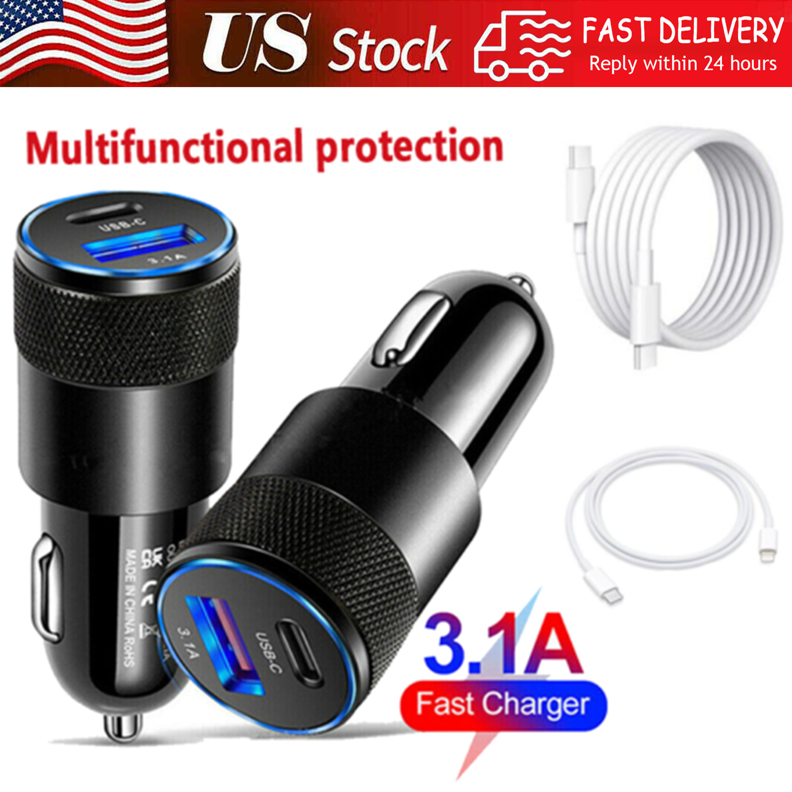 30W Fast Charge USB PD Type-C Car Charger Adapter For iPhone 14 13 12 11 Pro Max