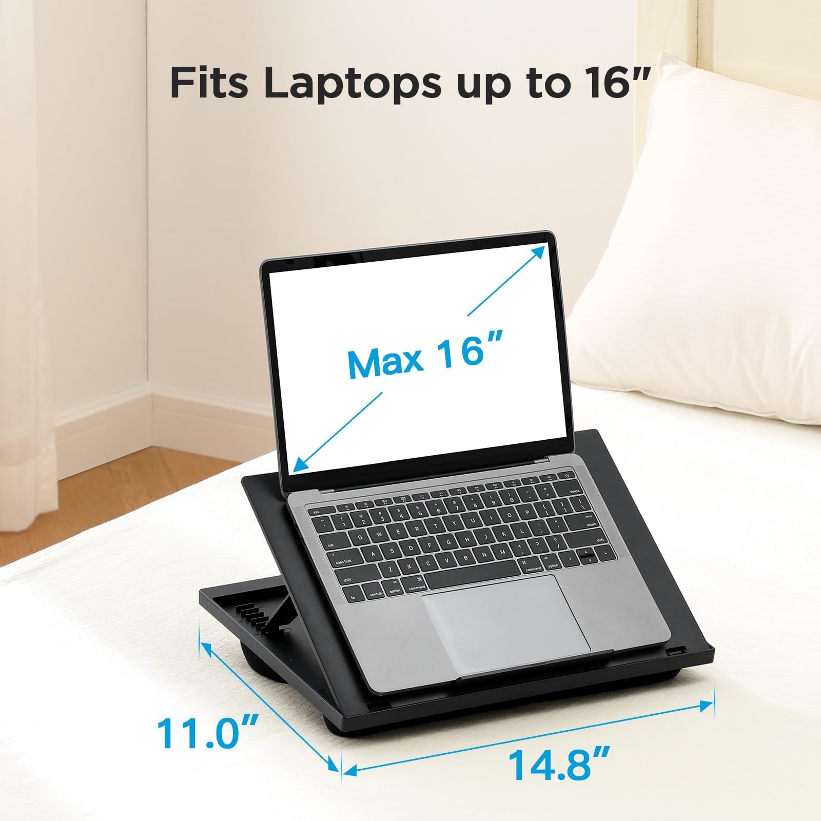 Adjustable Lap Desk Laptop Stand with Cushions for Bed Sofa Work Use