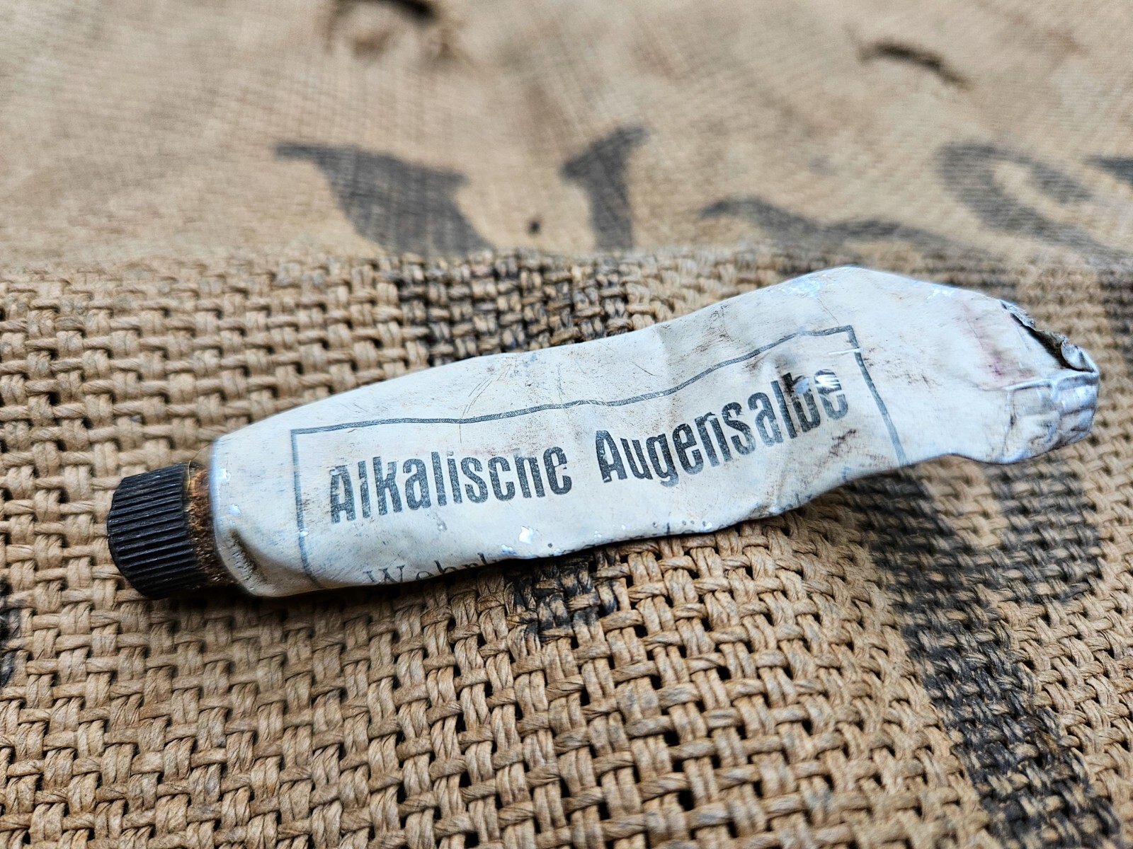 WW2 ORIGINAL GERMAN MEDICAL ALKALINE EYE OINTMENT TUBE RELIC from KURLAND