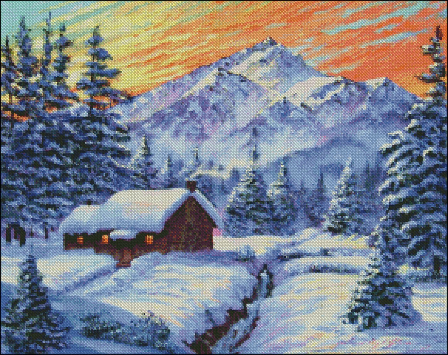 Chart Needlework Crafts DIY - Counted Cross Stitch Patterns - Christmas Morning