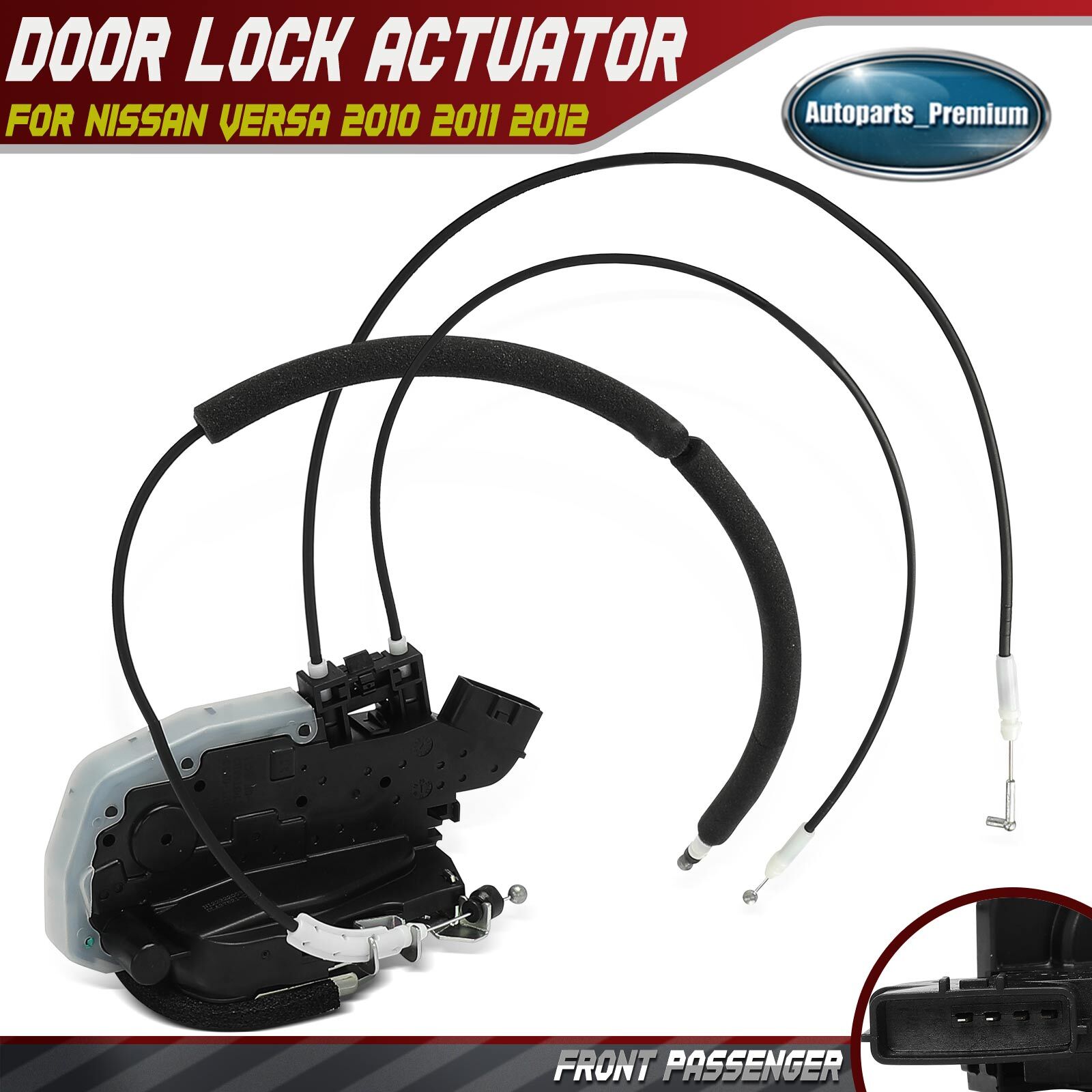 Front Right Passenger Door Lock Actuator for Nissan Versa 2010-2012 w/ 4 Blade