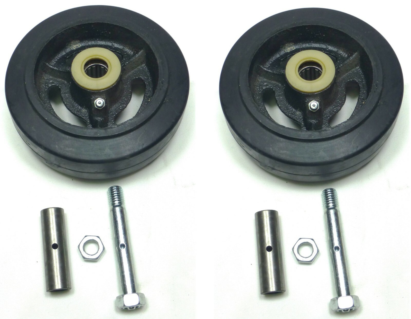 Two (2) 6" x 2" Casters Mold-On Rubber Wheel with Roller Bearing - 410 Lb. Cap.