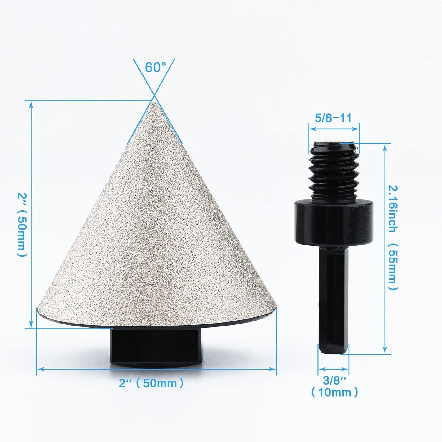 1-3/8" 1-7/8" 2" STONE CERAMIC MARBLE GRANITE Beveling Chamfer Bit Hex Adapter