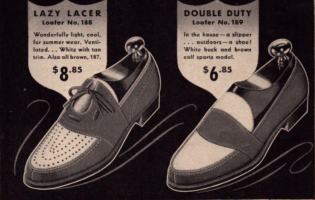 Nettleton Loafers Vintage 1939 Life Ad Syracuse Lazy Lacer Double Duty