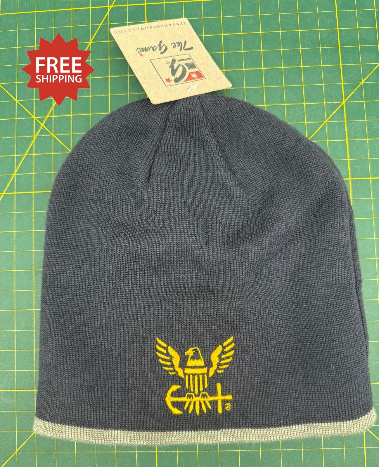 United States Navy Embroidered Anchor Logo Knit Cap / Beanie - by The Game - NEW