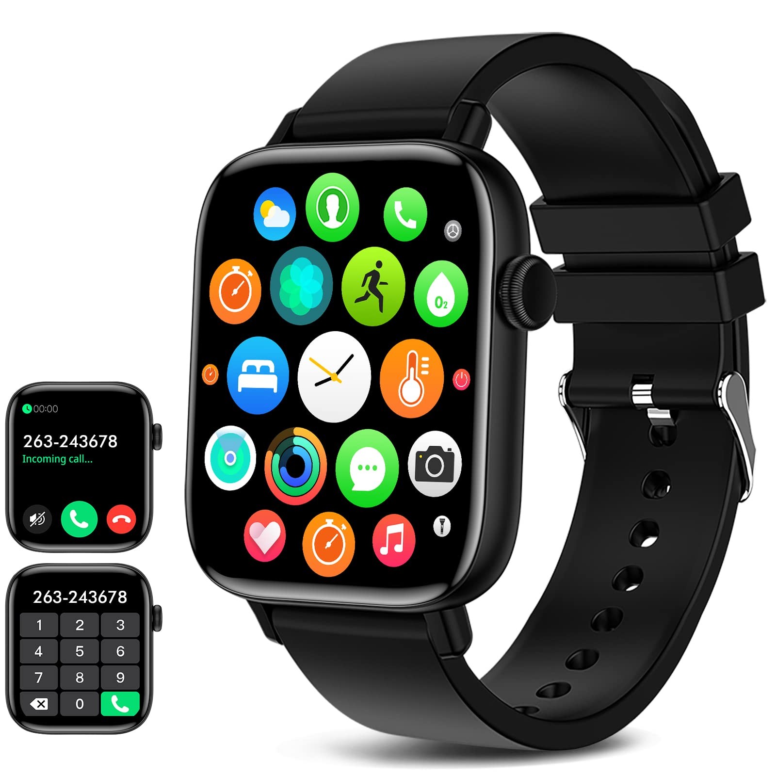 Smart Watch for iPhone/Android Phones (Answer/Make Calls) - 1.9" Deep Black