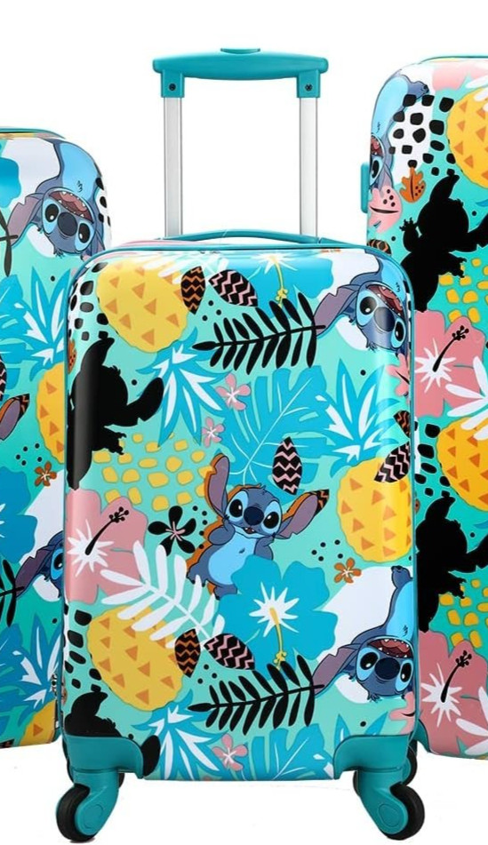 BioWorld LILO & STITCH Tropical All-Over Print 20" Kids Carry-On Rolling Luggage