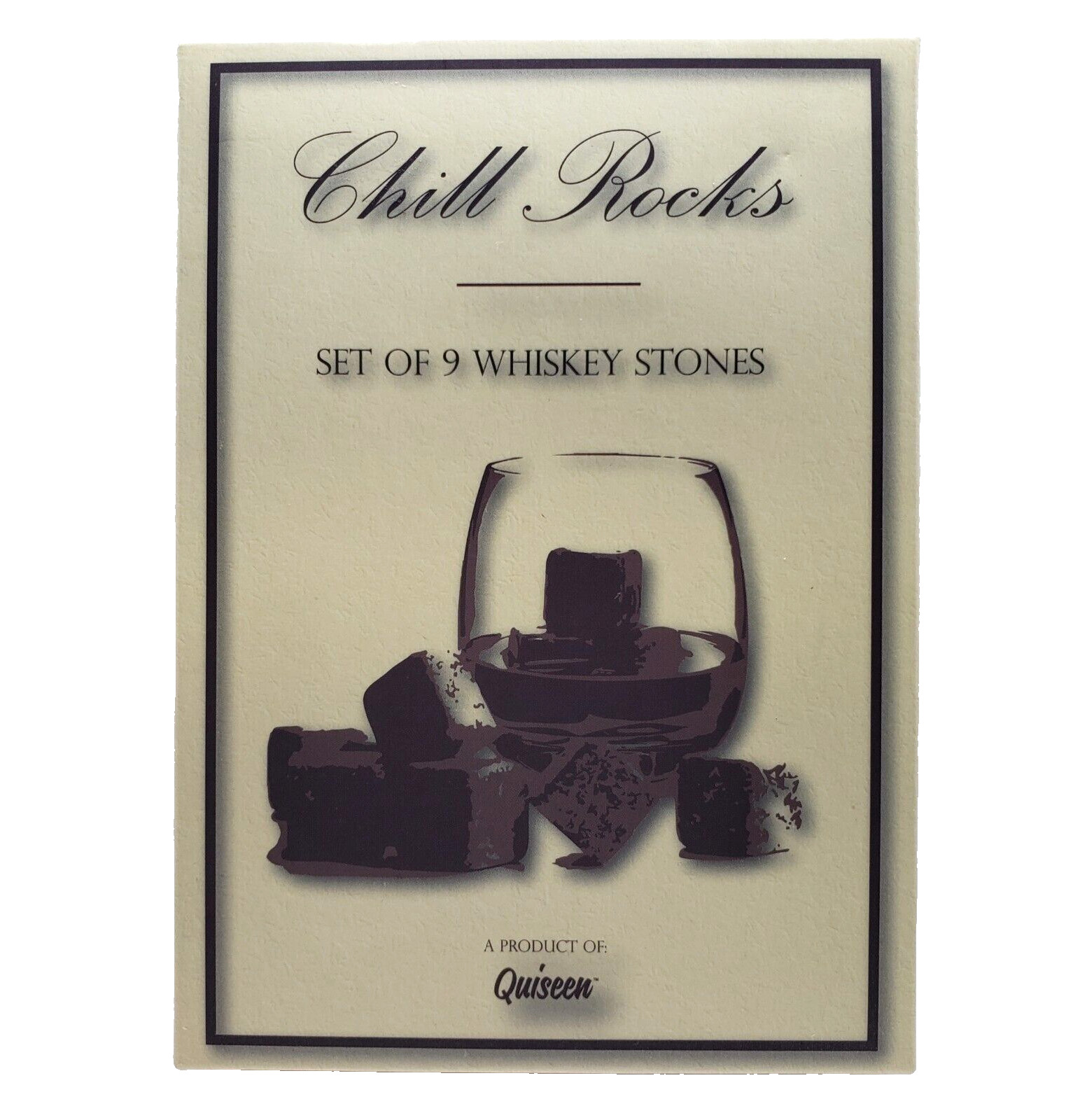 Quiseen Chili Rocks Reusable Whiskey Stones Gift Set of 9 Velvet Bag Included