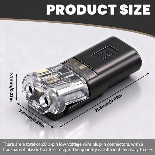 Double Wire Plug in Connector,Low Voltage Wire Connector,2 Pin Led Light 20