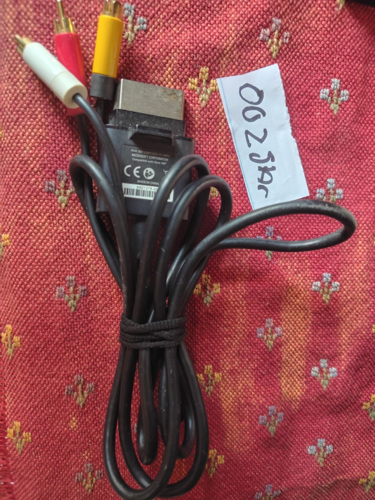 XBOX 360 Composite (RCA) AV Cable - Black - Cleaned & Tested - USED