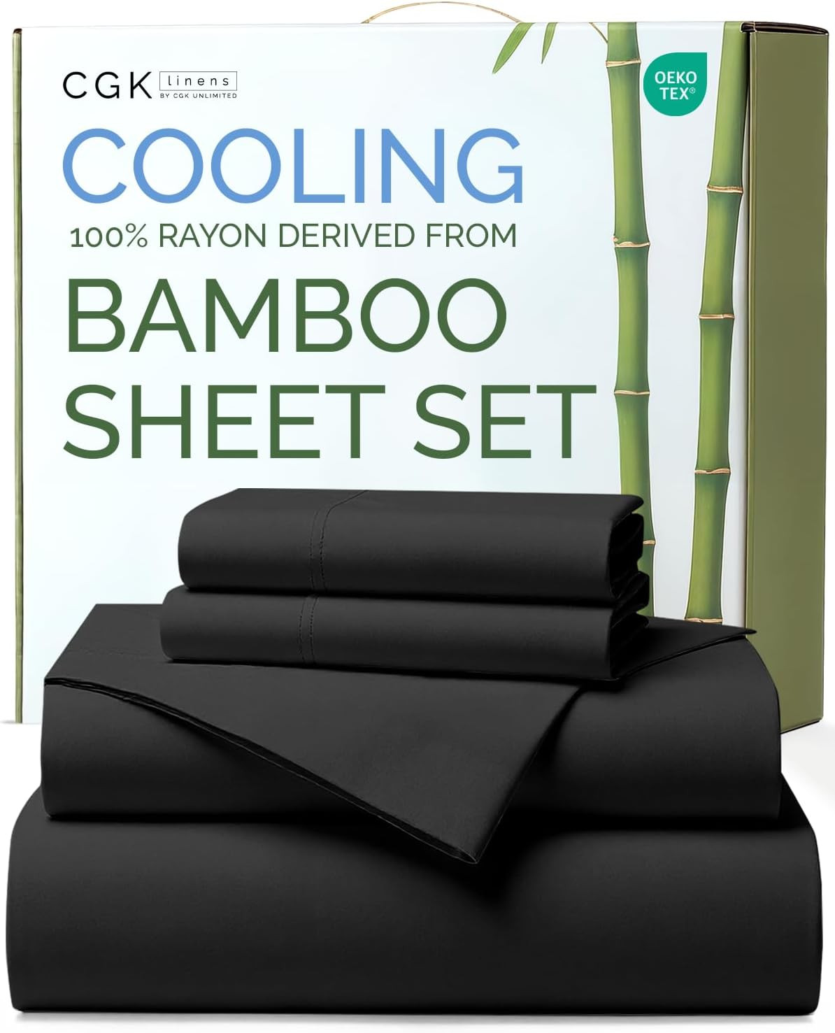 Bamboo King Size Sheets - Ultra Soft Cooling Bedding Set - Black