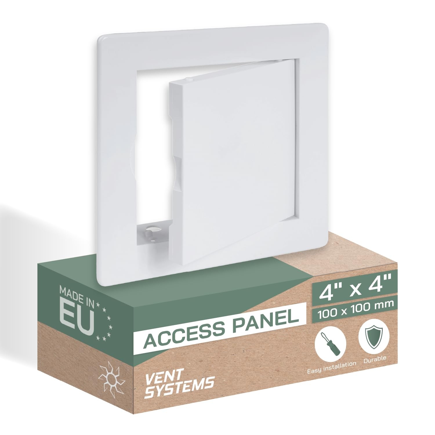 4 x 4 Inch (Cut-Out) White ABS Plastic Access Panel - Access Door for Drywall...