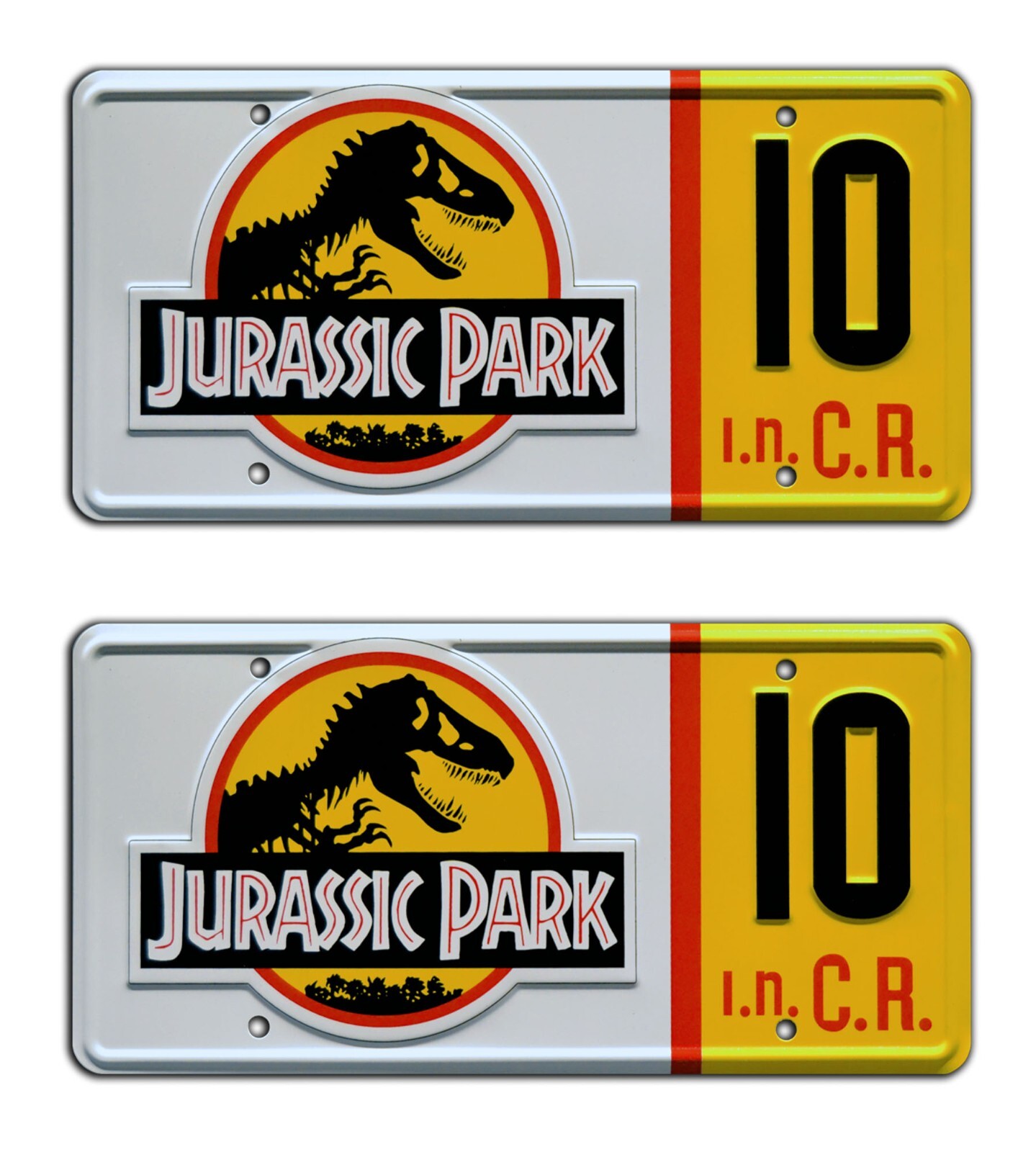 Jurassic Park | Jeep Wrangler | #10 | STAMPED Replica Prop License Plate Combo